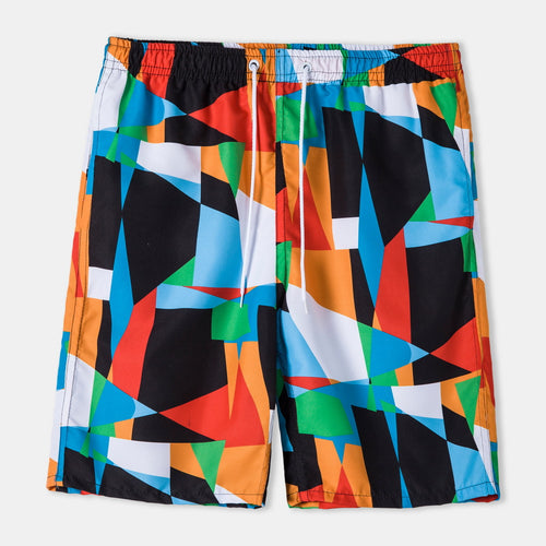 Herren Badeshorts mit lebhaftem geometrischem Muster und elastischem Bund Echoarchiv
