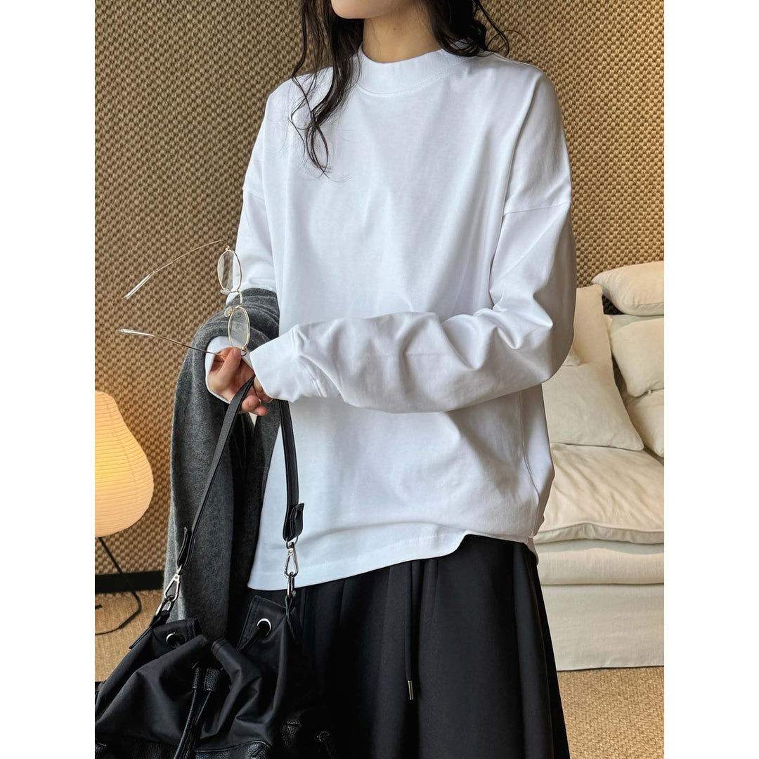 Damen Oversized-Longsleeve mit Stehkragen und überschnittener Schulter Echoarchiv