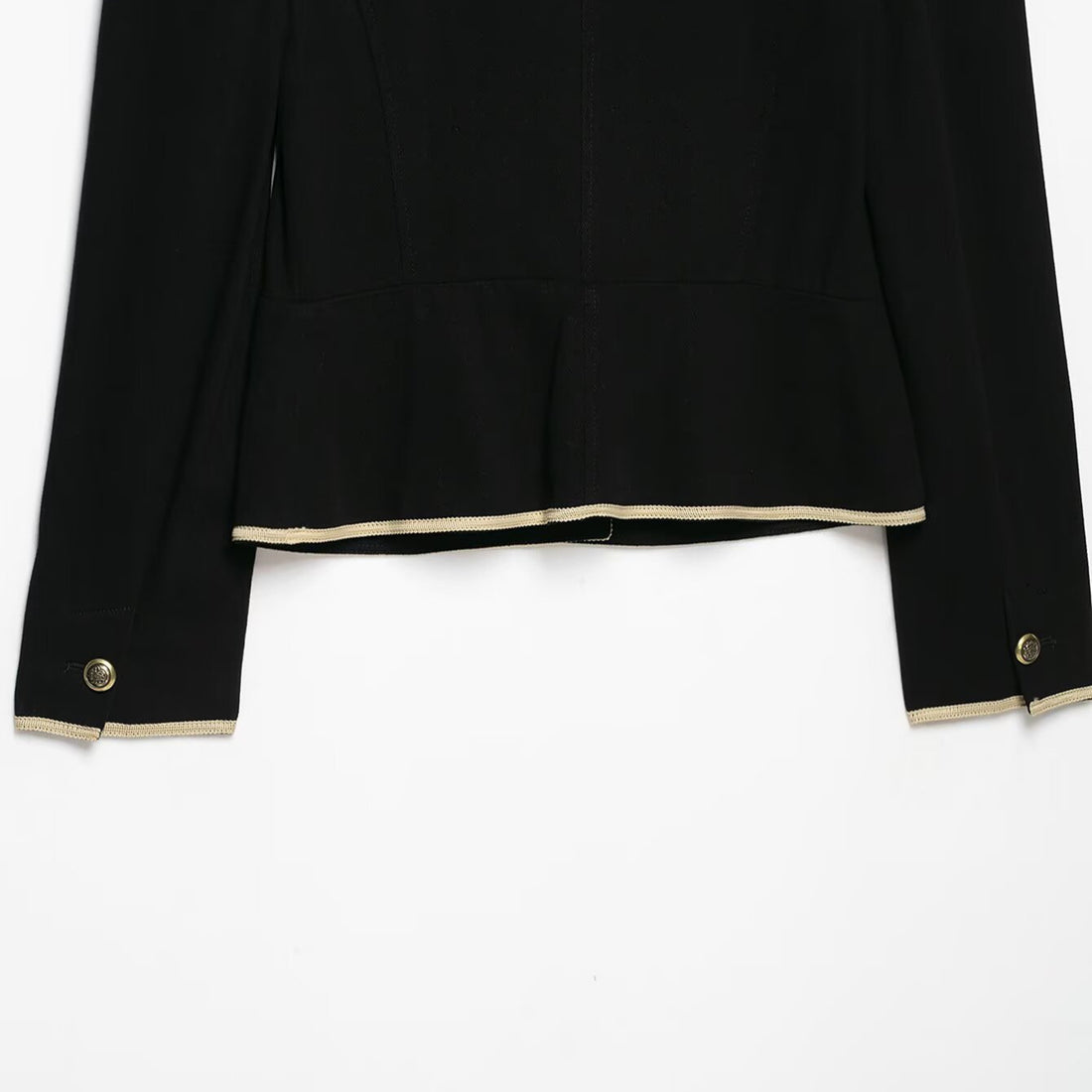 Damen Cropped Kurzblazer mit Stehkragen, Zierpaspel und Medaillonknöpfen Echoarchiv