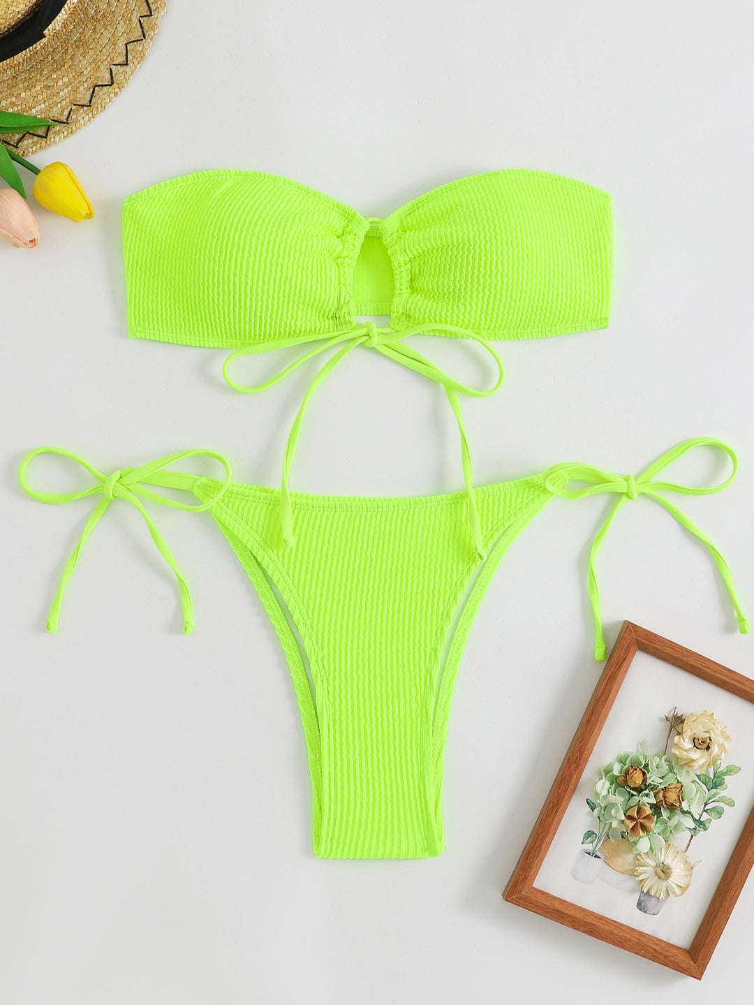 Damen Bandeau-Bikini-Set mit Klettverschluss und verstellbaren Bindebändern Echo Archiv