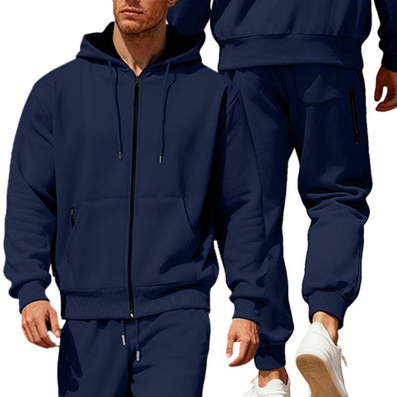 Herren nan Kapuzensweat-Set mit durchgehendem Reißverschluss, Kängurutasche und konischer Jogginghose mit Reißverschlusstaschen Echo Archiv
