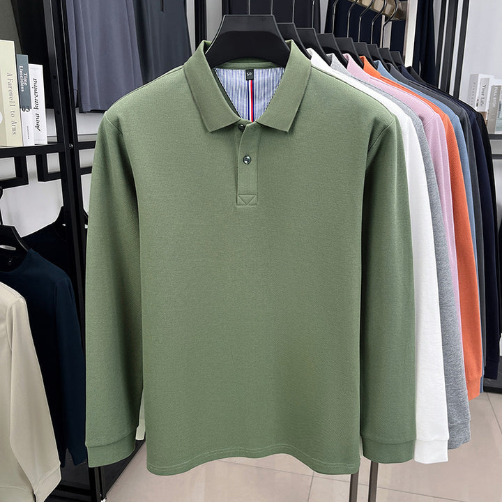 Herren Langärmliges Polohemd mit strukturiertem Design und atmungsaktiven Eigenschaften Echoarchiv