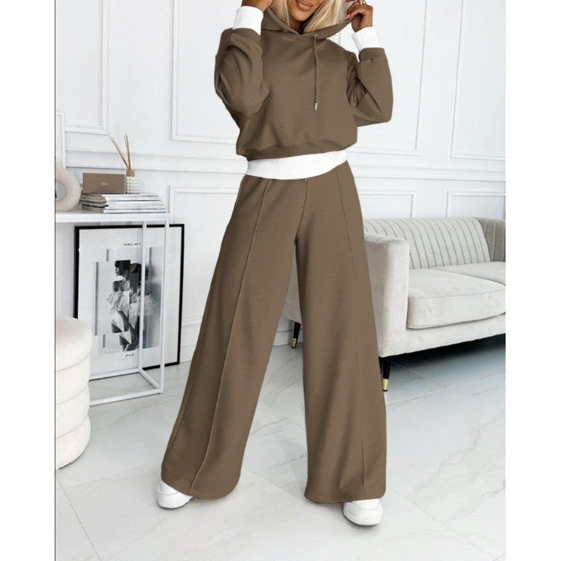 Damen nan Cropped Kapuzenpullover und weite taillenhohe Jogginghose Set Echo Archiv