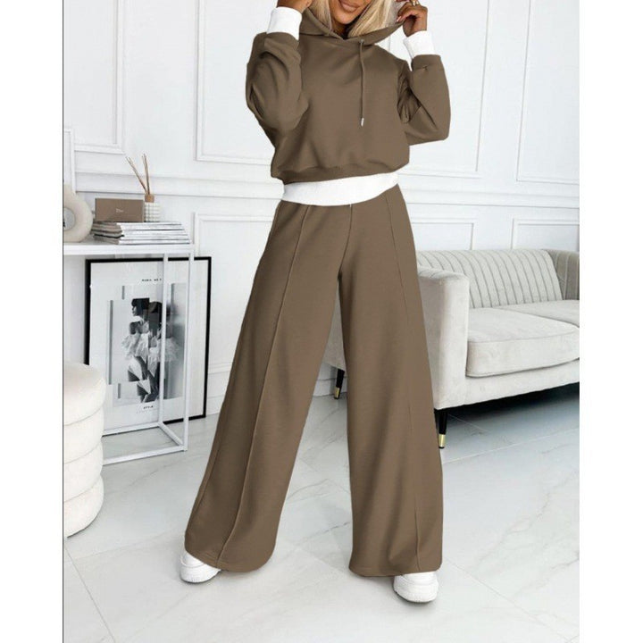 Damen nan Cropped Kapuzenpullover und weite taillenhohe Jogginghose Set Echo Archiv