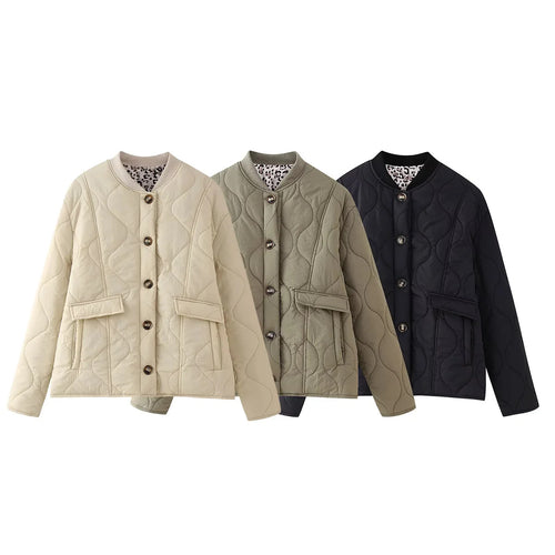 Damen nan gesteppte Übergangsjacke mit Rippkragen und Pattentaschen Echo Archiv