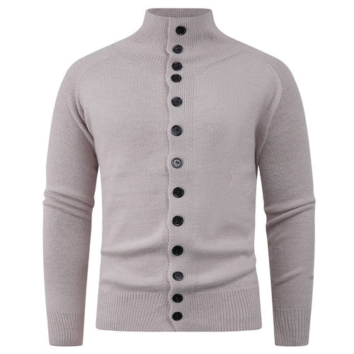Herren Strickjacke mit modernem Stehkragen und Knopfverschluss Echoarchiv