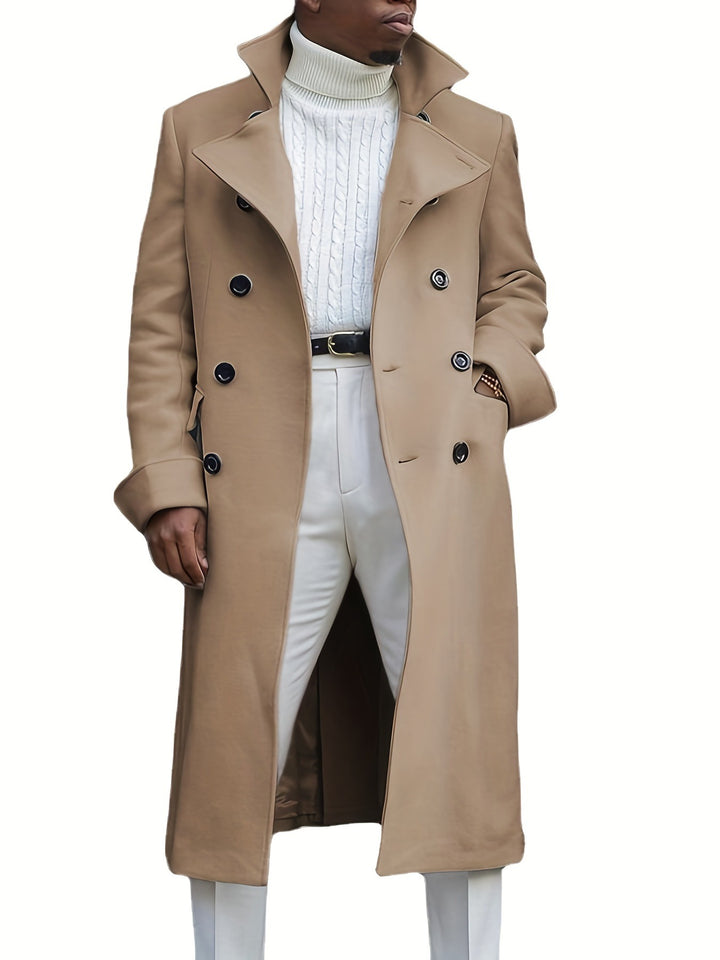 Herren eleganter Langmantel mit doppelter Knopfleiste und modernem Schnitt Echoarchiv