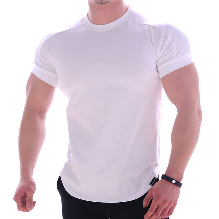 Herren nan körperbetontes Kurzarmshirt aus Baumwoll-Elastan-Mix mit Rundhalsausschnitt und abgerundetem Saum Echo Archiv