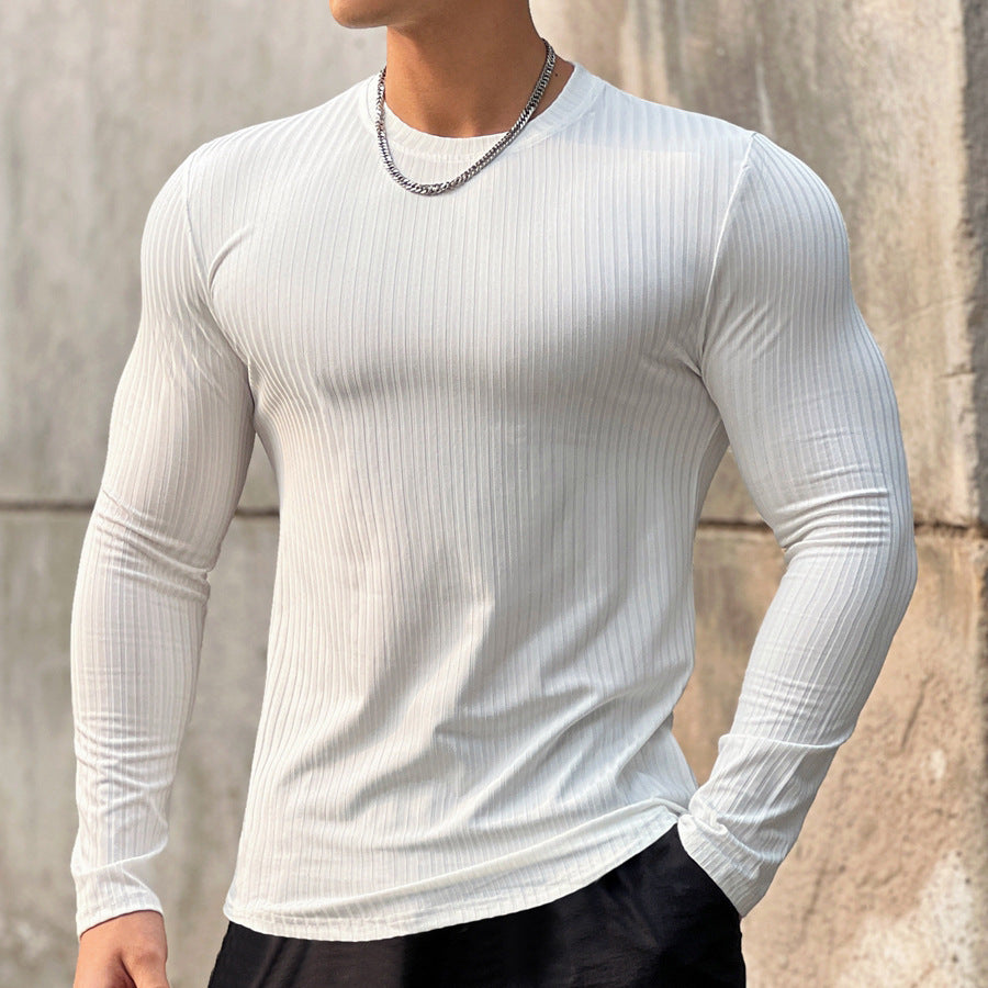 Herren Langarmshirt mit strukturiertem Rippenmuster und sportlicher Passform Echoarchiv