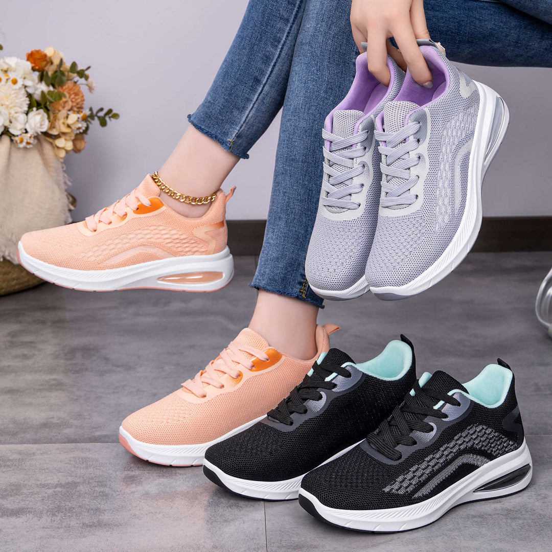 Damen nan leichte Strick-Fitness-Sneaker mit sichtbarem Luftdämpfer und reaktiver EVA-Plateau-Sohle Echo Archiv