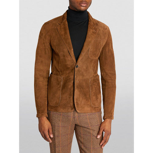 Herren Eleganter Wildlederblazer mit modernen Taschen und lässigem Schnitt Echoarchiv