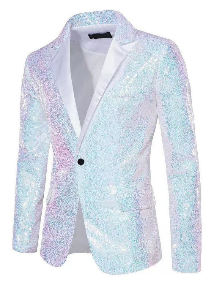 Herren eleganter Pailletten-Blazer mit edel dekorativen Akzenten Echoarchiv