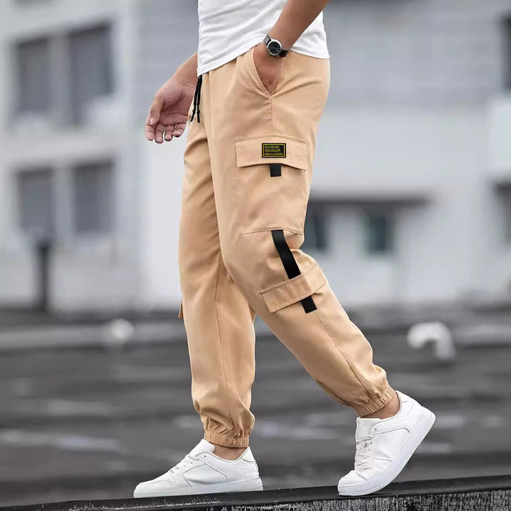 Herren modische Cargo-Joggerhose mit elastischem Bund, Kordelzug und mehreren Sicherheits- und Klappentaschen – Bravaro