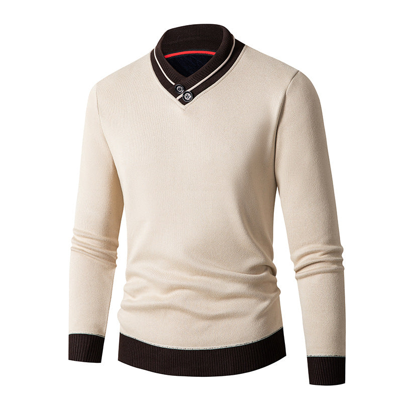 Herren eleganter V-Ausschnitt Pullover mit modischem Kragen Echoarchiv