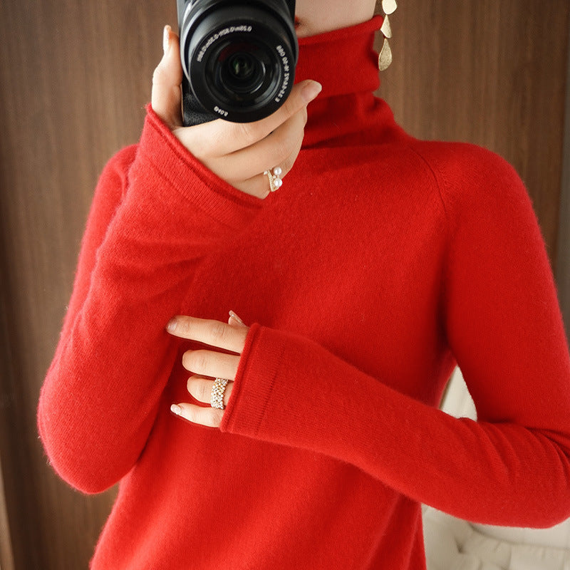Damen Weicher Rollkragenpullover aus Kaschmir‑Look mit Daumenloch und figurbetonter Silhouette Echoarchiv
