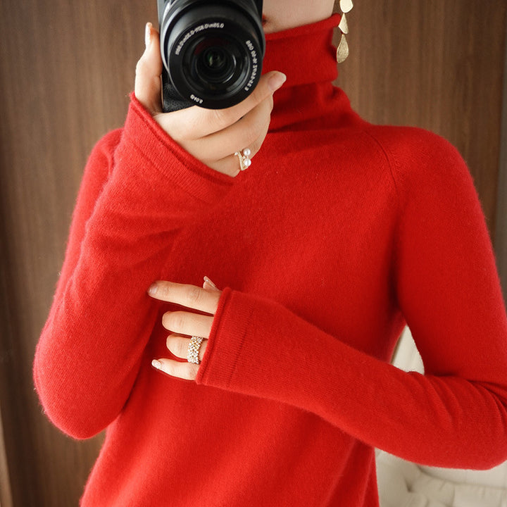 Damen Weicher Rollkragenpullover aus Kaschmir‑Look mit Daumenloch und figurbetonter Silhouette Echoarchiv