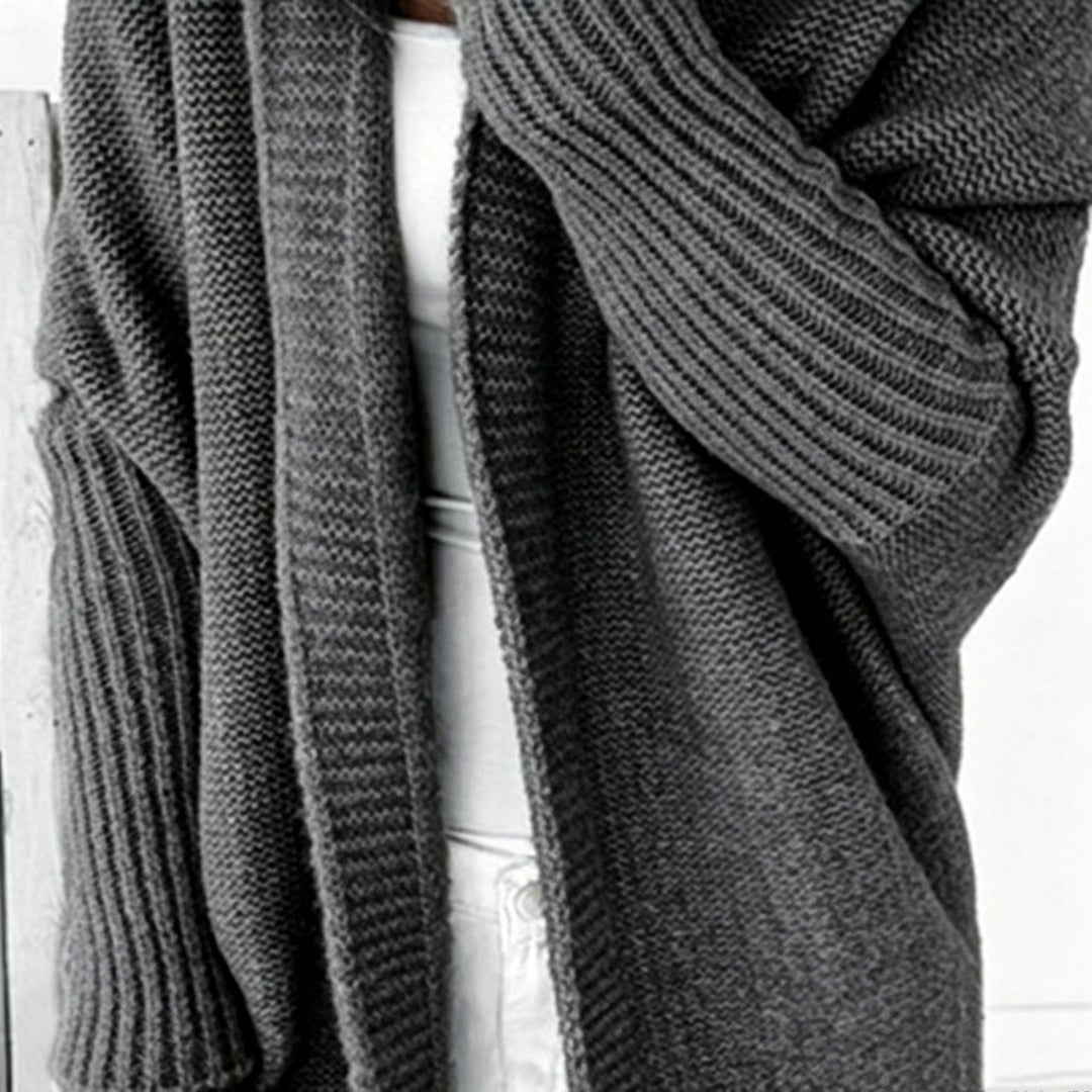 Damen Longline Kapuzen-Strickcardigan mit offener Front – Veloura