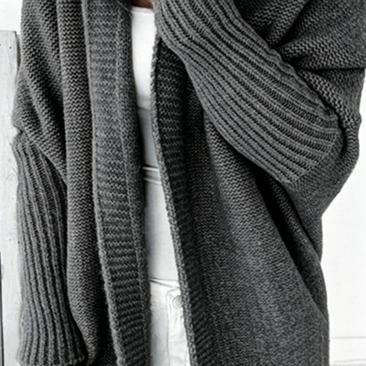 Damen Longline Kapuzen-Strickcardigan mit offener Front – Veloura