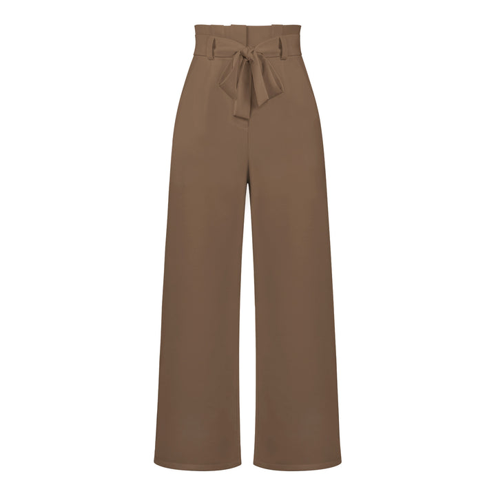 Damen hochtaillierte Paperbag-Hose mit weitem Bein und Taillengürtel – Avérine