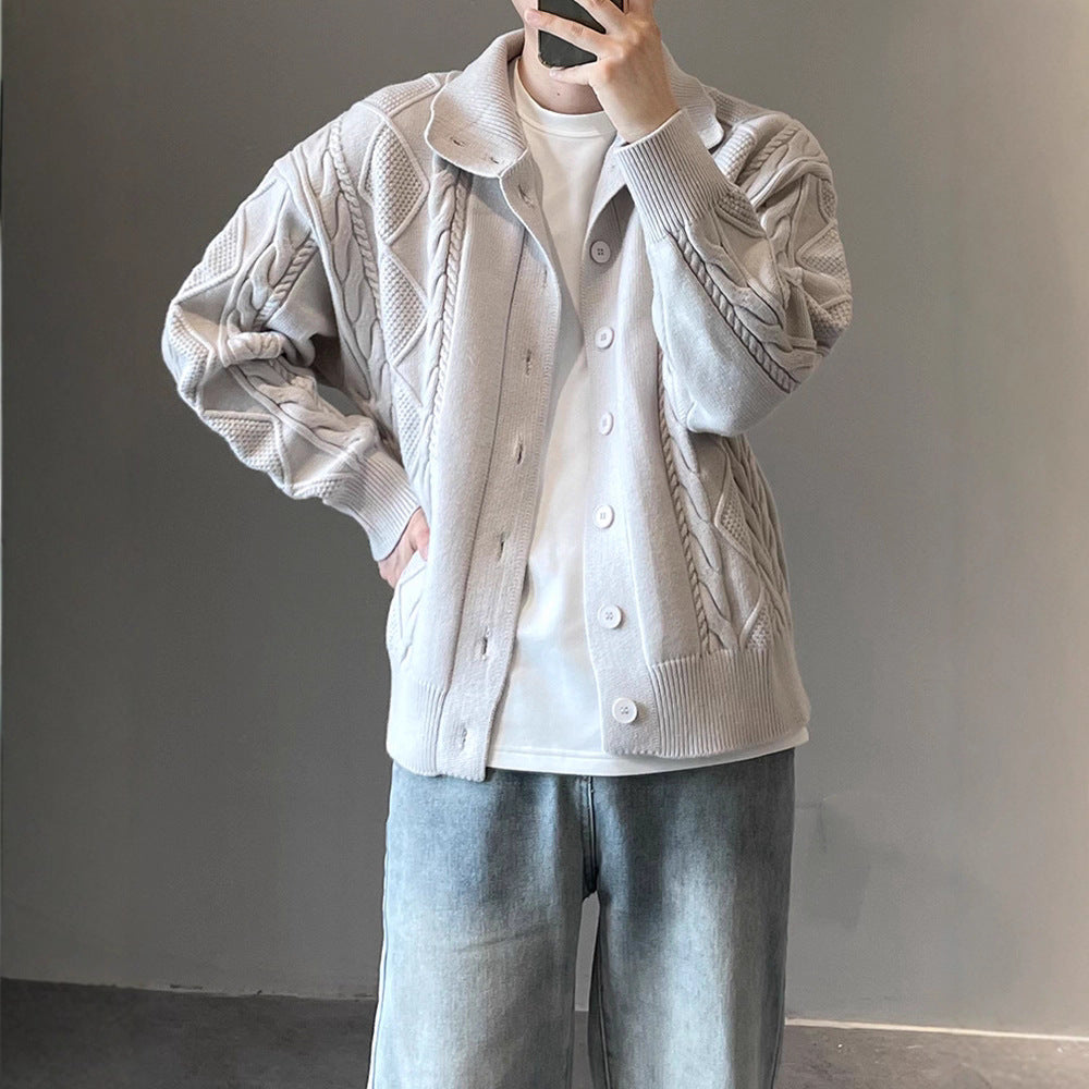 Herren modische Strickjacke mit strukturiertem Muster Echoarchiv
