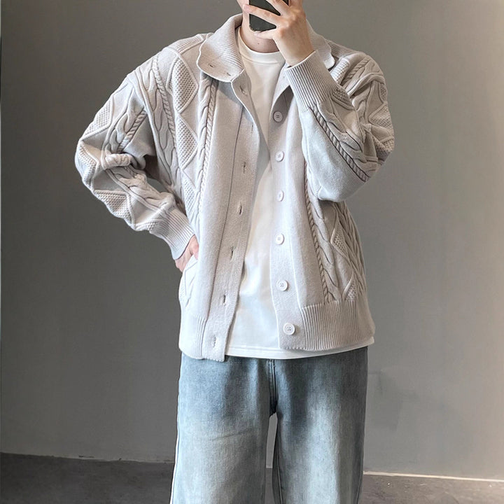 Herren modische Strickjacke mit strukturiertem Muster Echoarchiv
