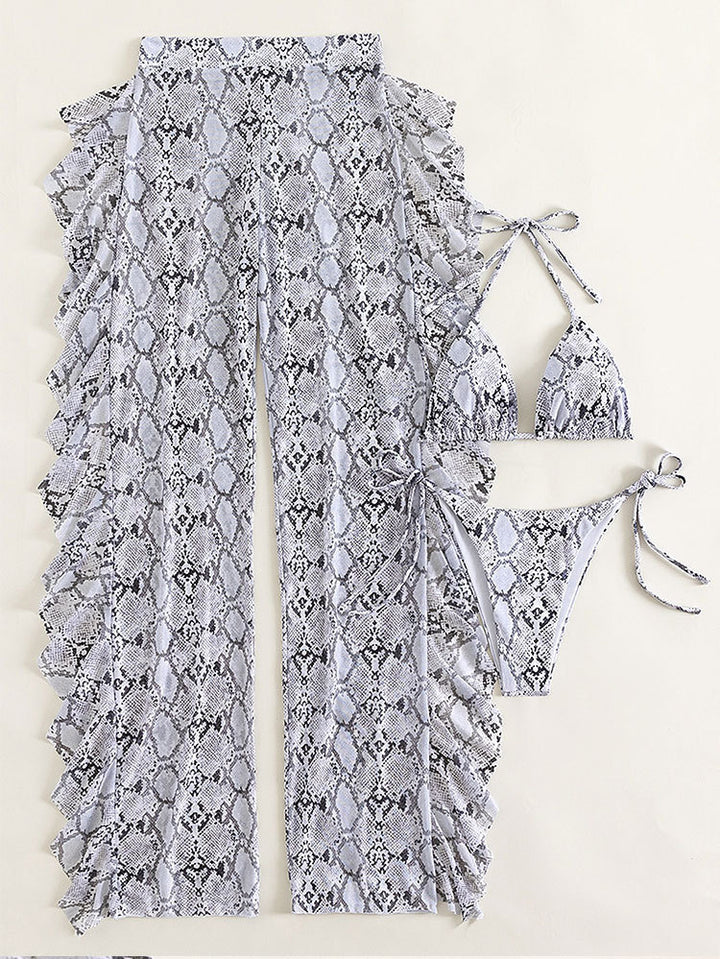 Damen Triangel-Bikini mit schickem Snake-Print und passender Maxi-Shorts Echo Archiv