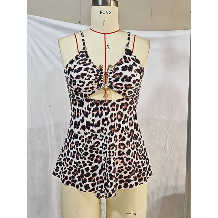 Damen trendiger Badeanzug mit schickem Cut-Out und Wasserfall-Saum Echo Archiv