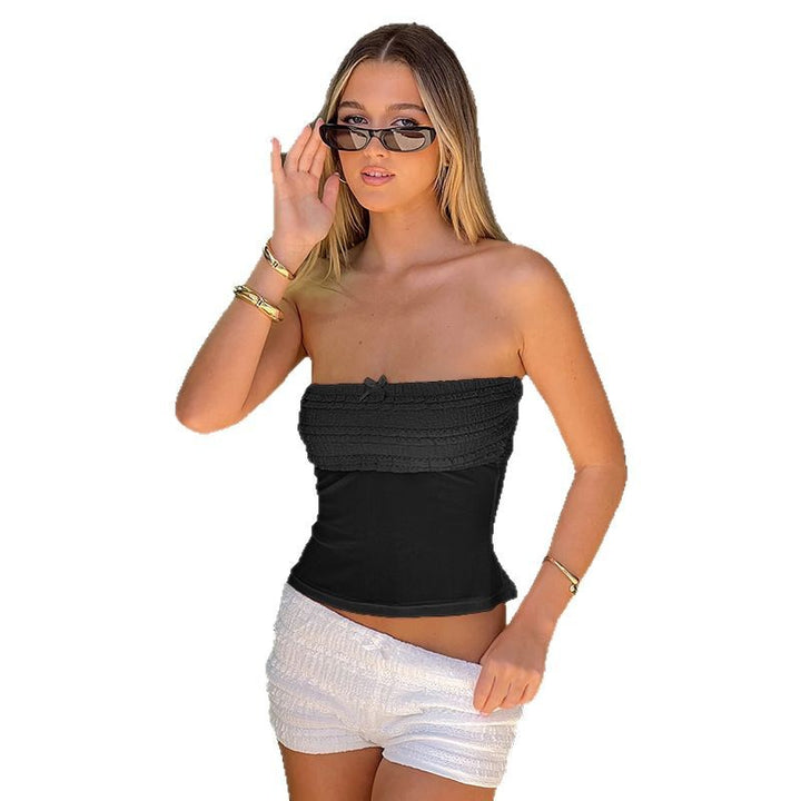 Damen luftiges Bandeau-Oberteil mit Rüschen Echo Archiv