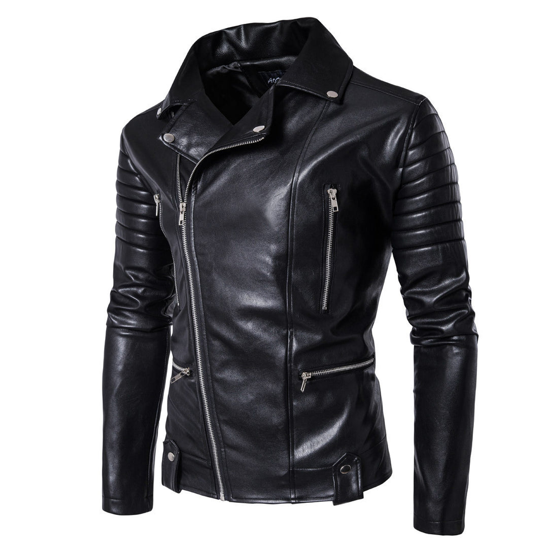 Herren Bikerjacke aus hochwertigem Leder mit innovativen Steppdetails Echoarchiv