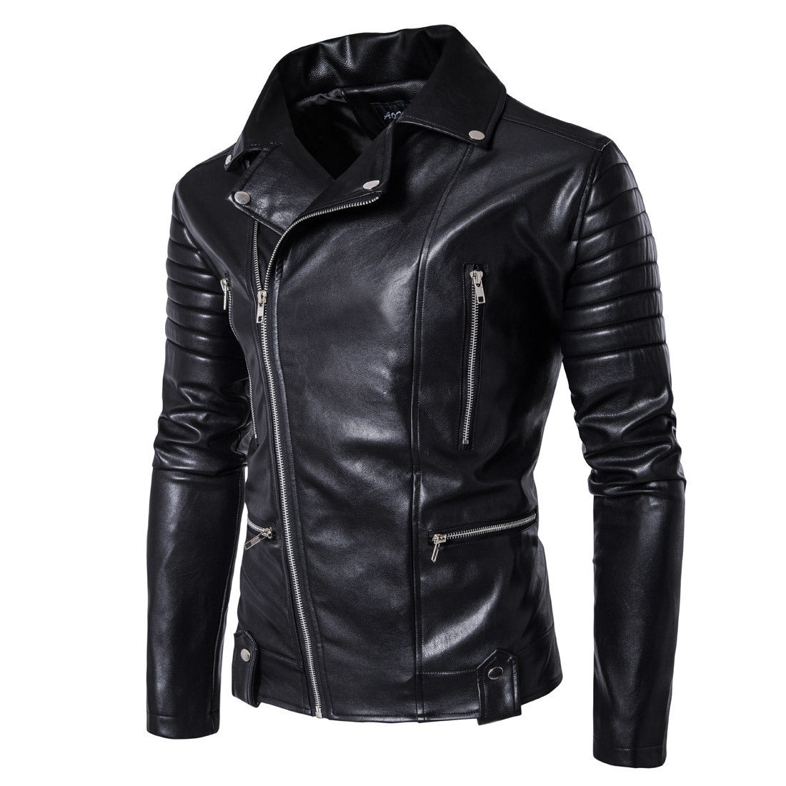 Herren Bikerjacke aus hochwertigem Leder mit innovativen Steppdetails – Valtoré