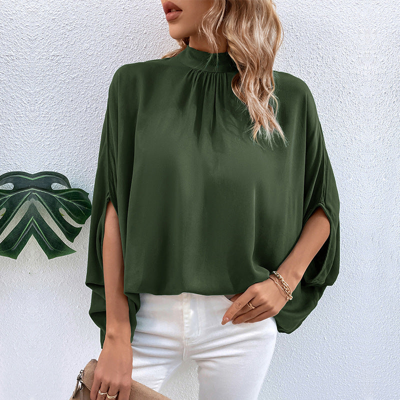 Damen Elegante Bluse mit Stehkragen und Seitenschlitzen Echo Archiv