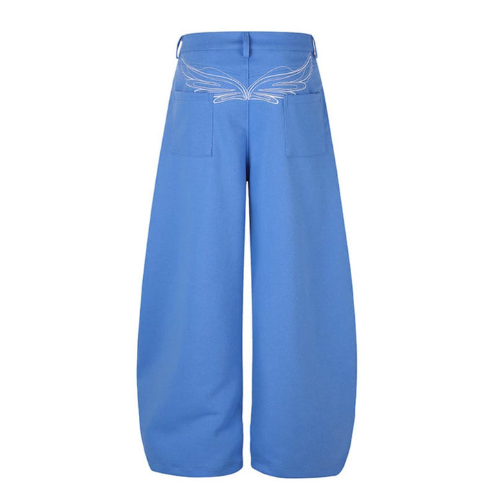 Damen Weite High‑Waist Palazzo-Jogginghose mit aufgesetzten Taschen, Zierstickerei und verstellbarem Gürtel Echoarchiv