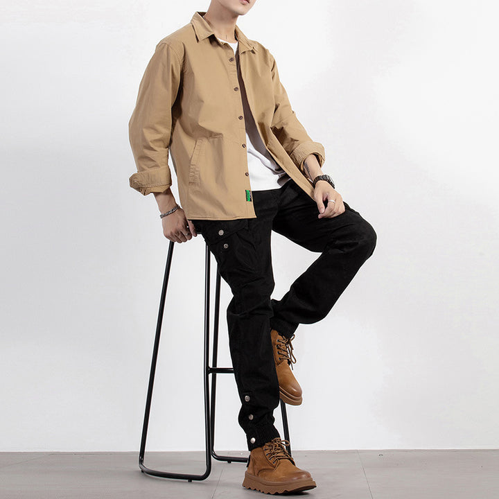 Herren leichtes Utility-Overshirt mit Knopfleiste und Hemdkragen Echoarchiv