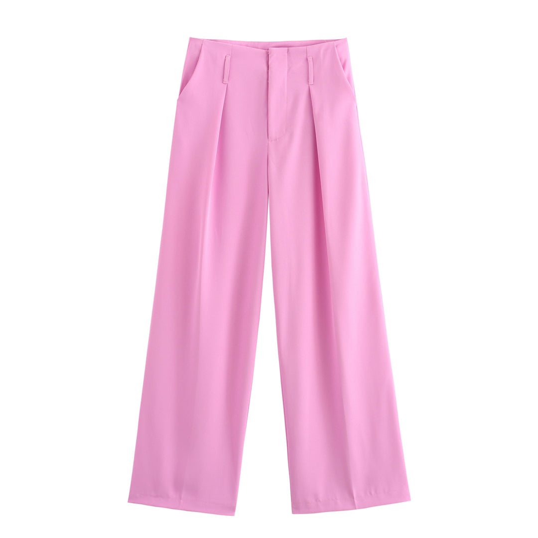 Damen hochtaillierte Wide-Leg-Hose mit Bügelfalte, Bundfalten und Eingrifftaschen – Avélisse