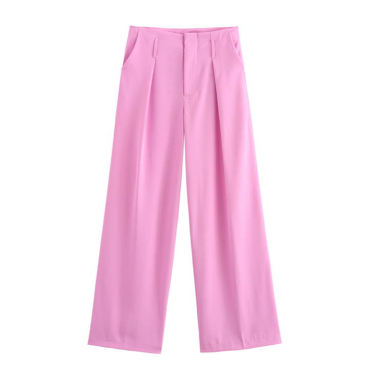 Damen hochtaillierte Wide-Leg-Hose mit Bügelfalte, Bundfalten und Eingrifftaschen – Avélisse