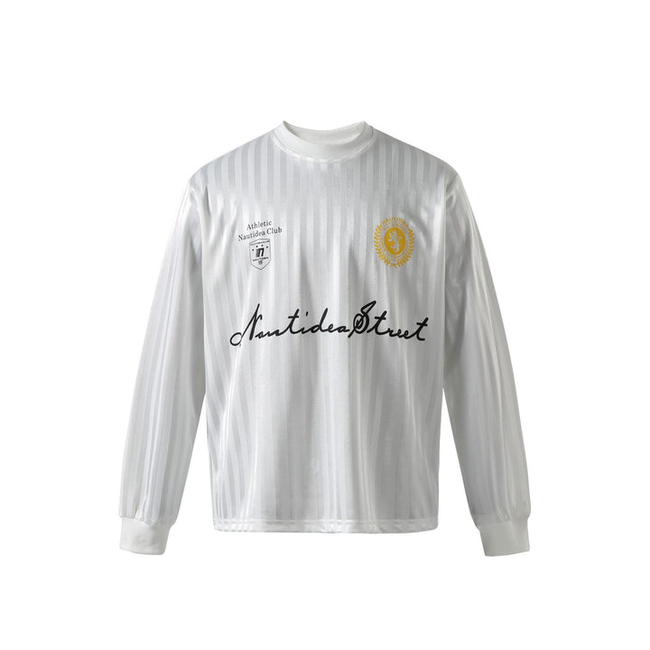 Unisex Langarm-Sporttrikot im Retro‑Fußballstil mit Stehkragen und gestreifter Jacquardstruktur Echoarchiv