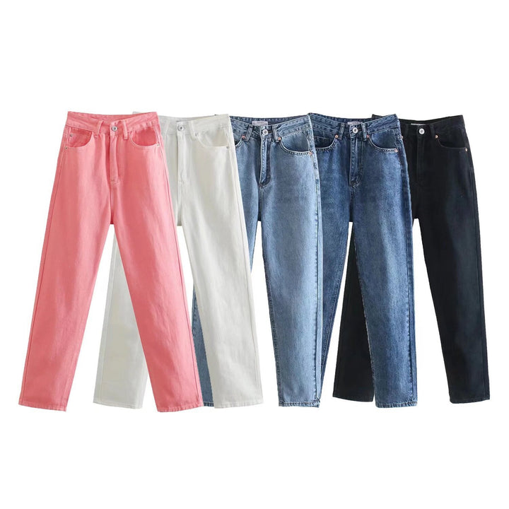 Damen Hochtaillierte Denim-Jeans mit konisch zulaufendem Bein Echo Archiv