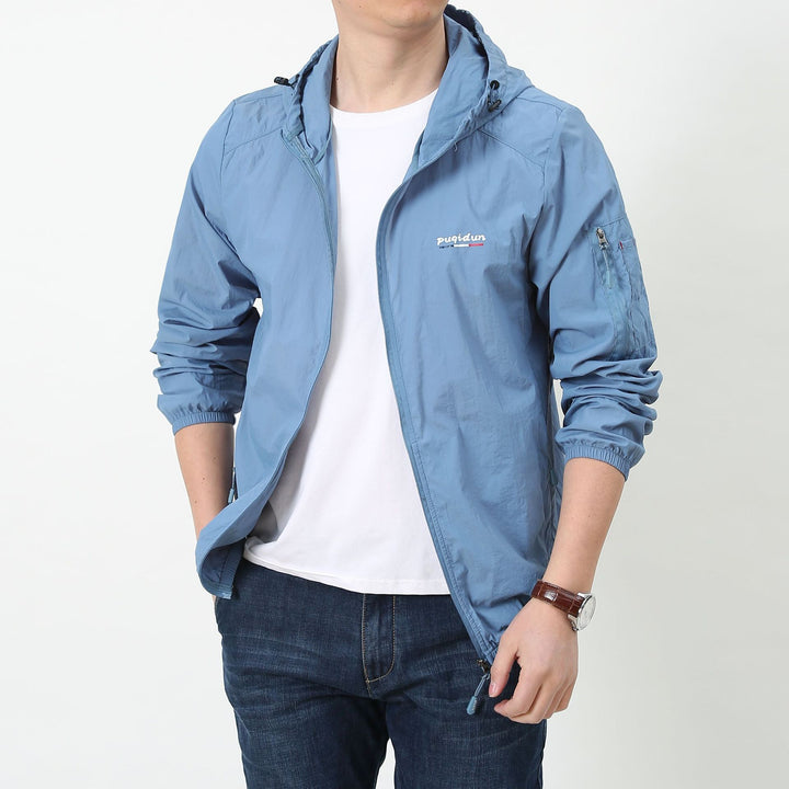 Herren Leichte Windbreaker-Jacke mit verstellbarer Kapuze Echo Archiv 1787797828
