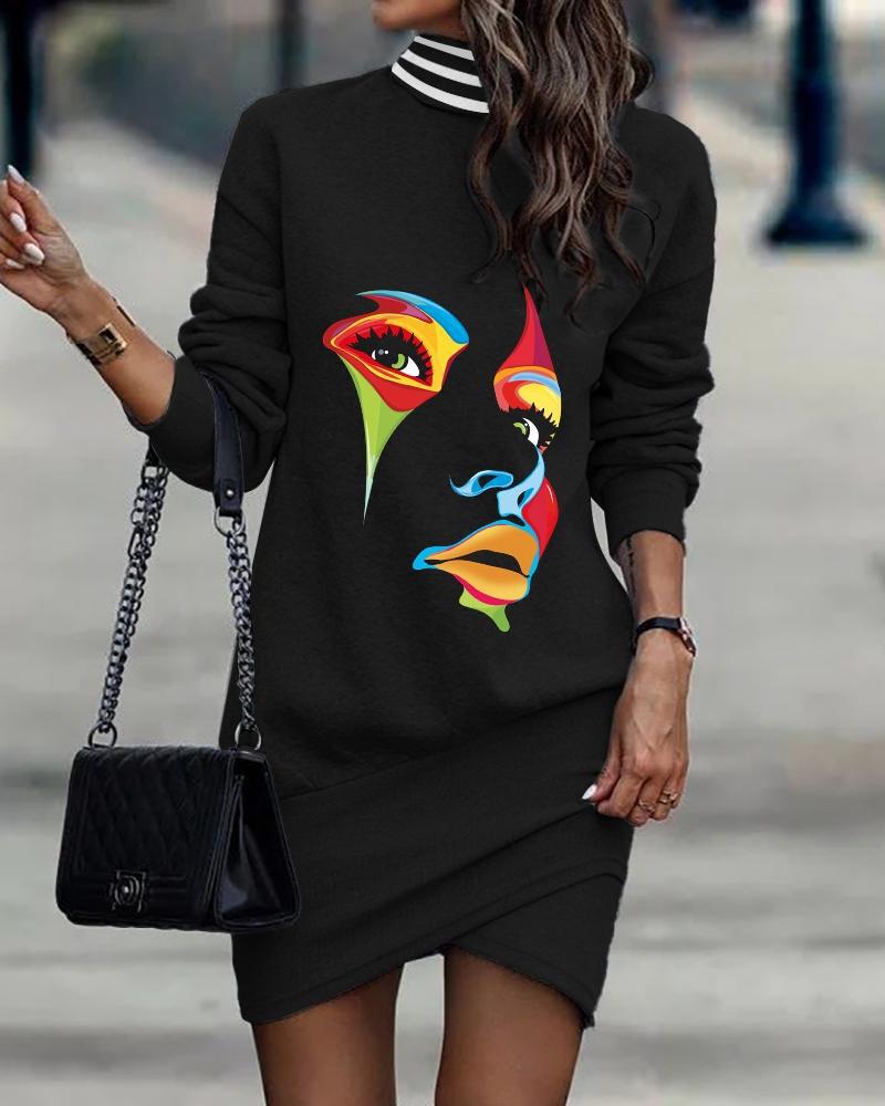 Damen Modisches Sweatkleid mit Totenkopf- und Blumenmuster Echo Archiv