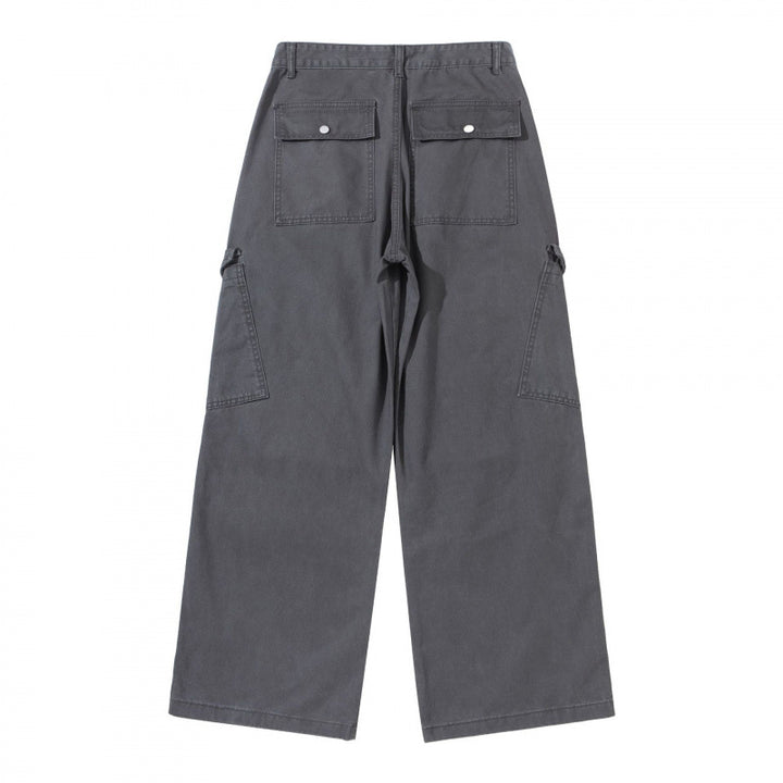 Damen Breite Utility-Cargo-Hose aus robustem Canvas mit hoher Taille und Kniefalten Echo Archiv