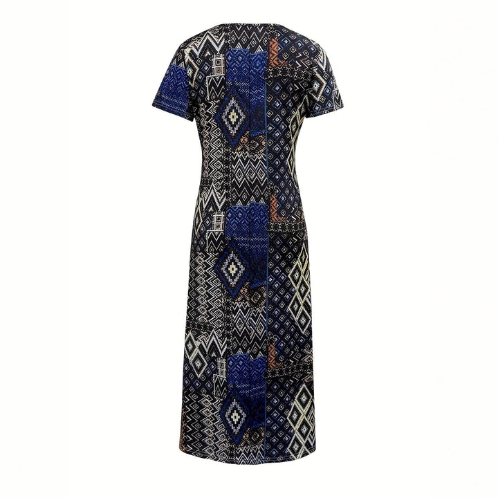 Damen Maxikleid mit geometrischem Muster und V-Ausschnitt Echo Archiv