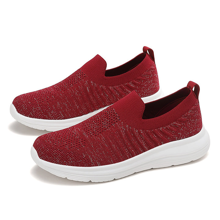 Damen nan atmungsaktiver Strick-Slipper mit viskoelastischer Innensohle und flexibler Gummilaufsohle Echo Archiv