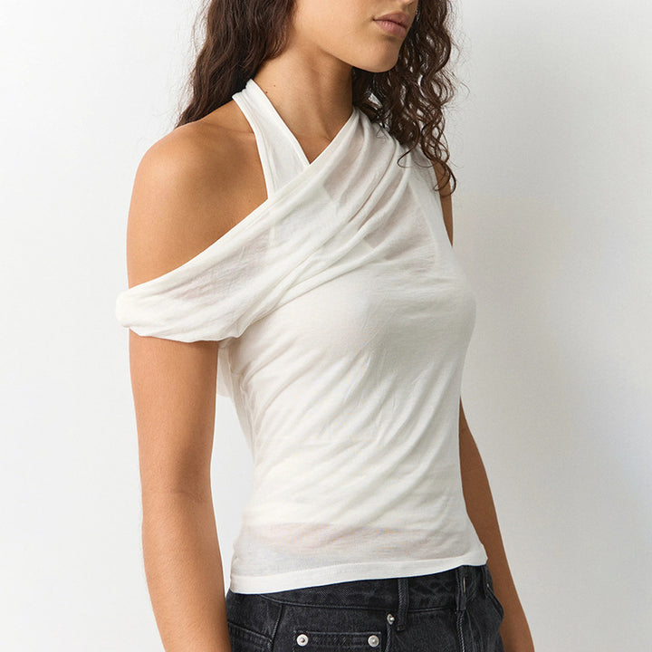 Damen asymmetrisches Trägershirt mit innovativem Schnitt und elegantem Design Echo Archiv