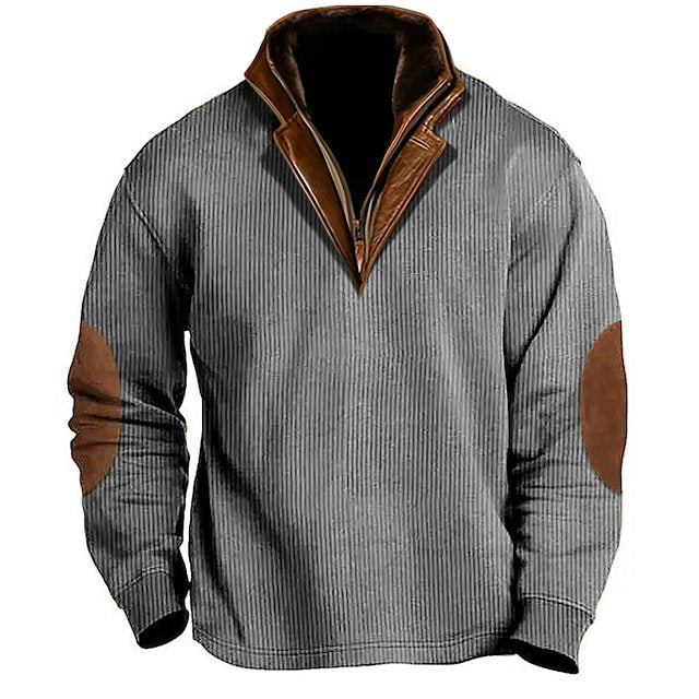Herren Strickpullover mit Lederdetails und hohem Kragen Echoarchiv