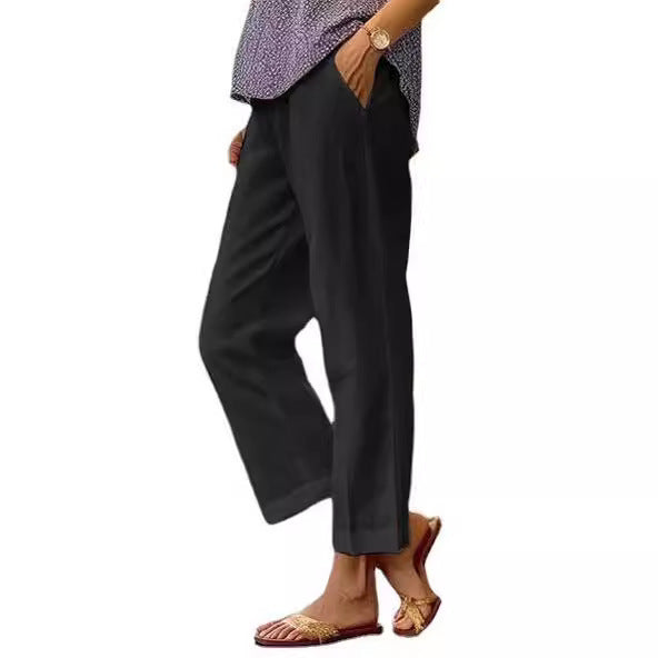 Damen nan lässige Cropped-Hose mit geradem Bein, dezenter Bügelfalte und seitlichen Eingrifftaschen Echo Archiv