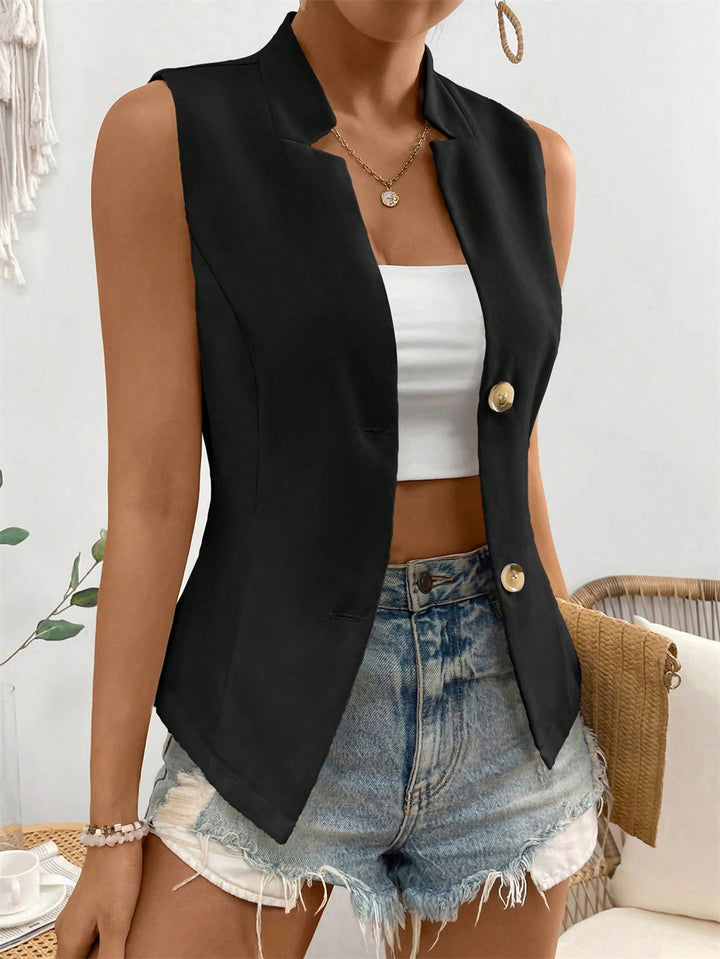 Echoarchiv | Ärmelloses Blazer Top mit Knöpfen für Damen