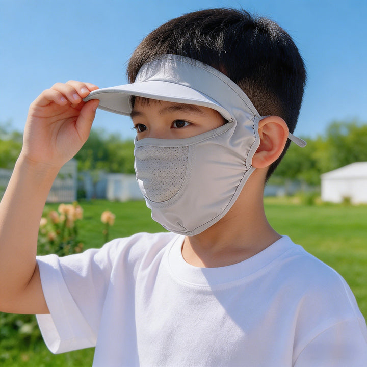 Unisex nan Kinder-Sonnenvisier mit integrierter atmungsaktiver Gesichtsmaske, verstellbarem Nackengurt und perforierter Kinnpartie  Echo Archiv