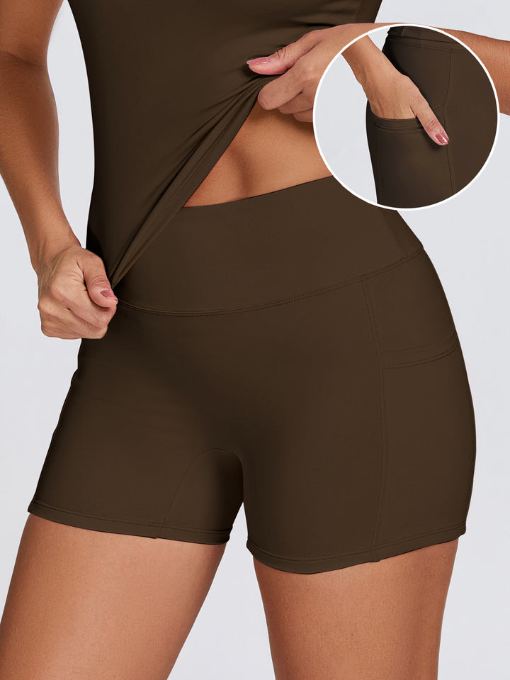 Damen Funktionale Sport-Shorts mit seitlichen Taschen und hohem Bund Echo Archiv