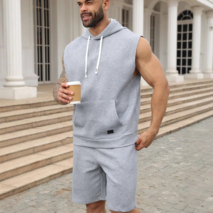 Herren ärmelloses Kapuzenshirt mit strukturiertem Design Echoarchiv