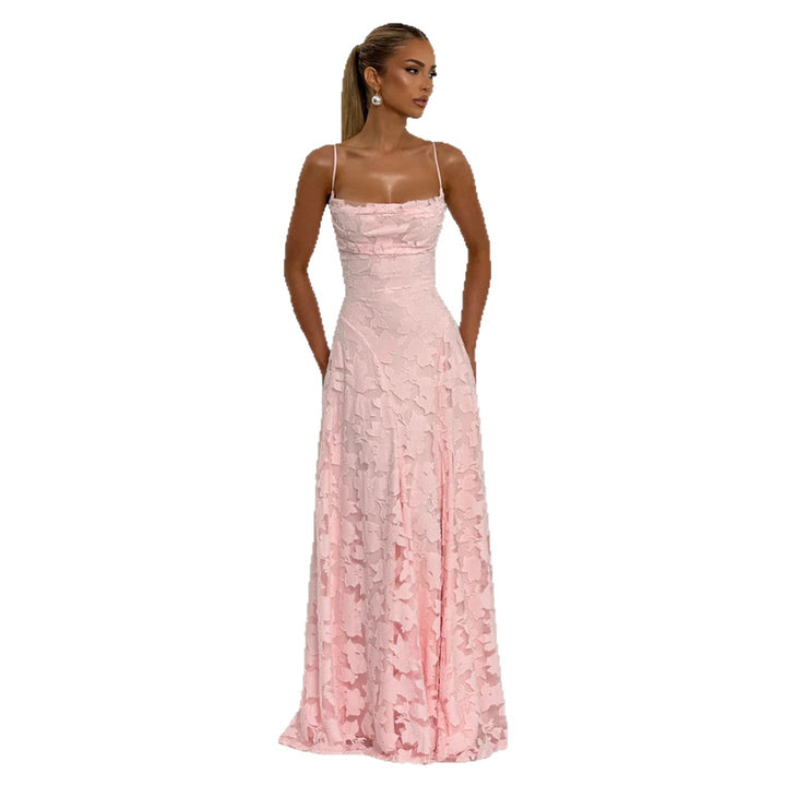 Damen elegantes Maxikleid mit zartem floralem Muster und Spaghetti-Trägern Echo Archiv